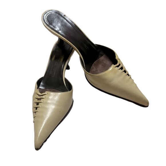 Gorgeous Guissepe Zanotti Cream Colored Leather Mules Like New Size 39 US 8 - Picture 8 of 13